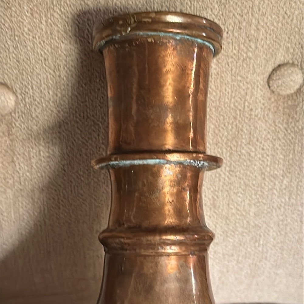 Handmade and Hammered Copper and Brass Vase 14” - Picture 8 of 12